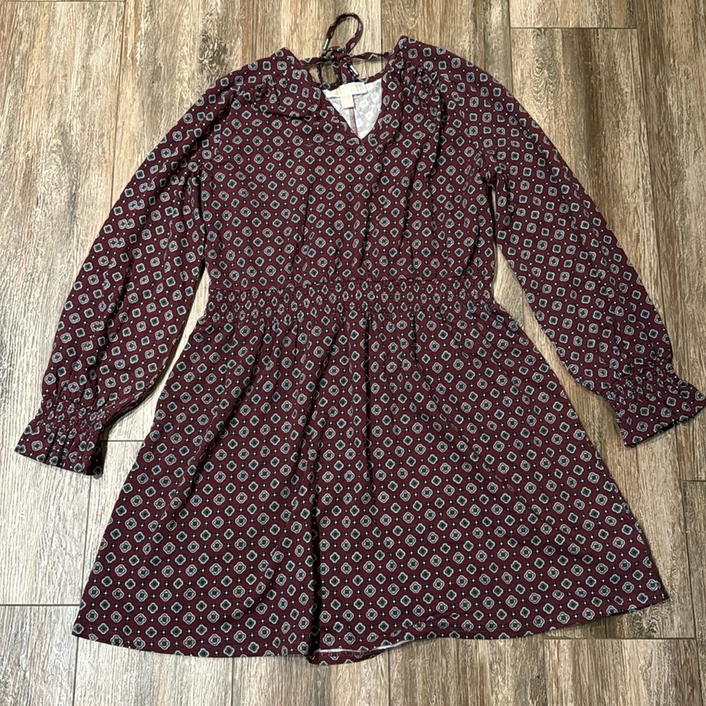 NWOT Large Michael Kors Merlot Long Sleeve Dress